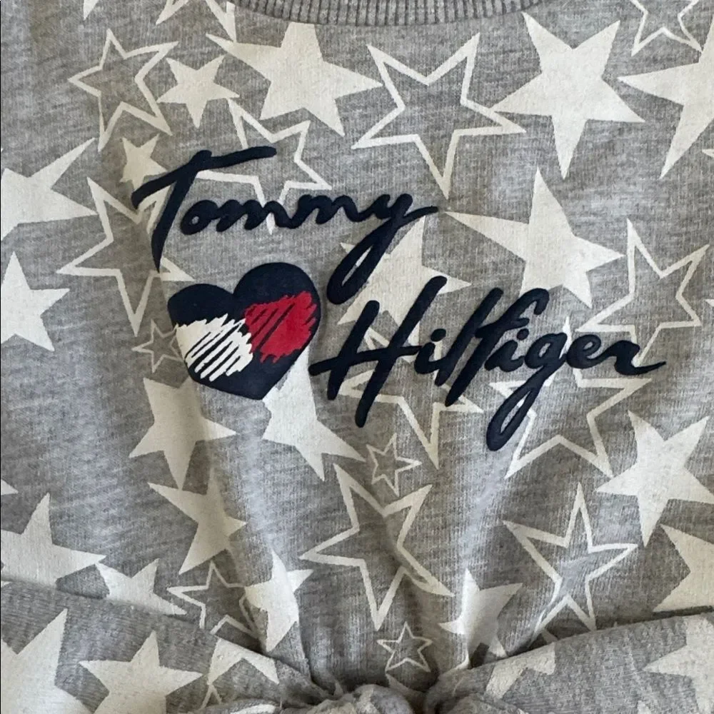 Tommy Hilfiger Gray Star Peplum Dress Top with Heart Logo